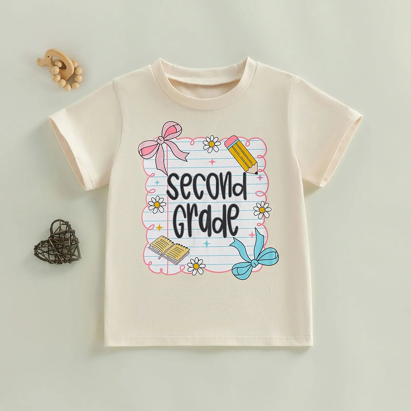 Toddler Girls' Back to School Short Sleeve T-Shirts with Grade Print - Casual Summer Tops for Ages 4-11