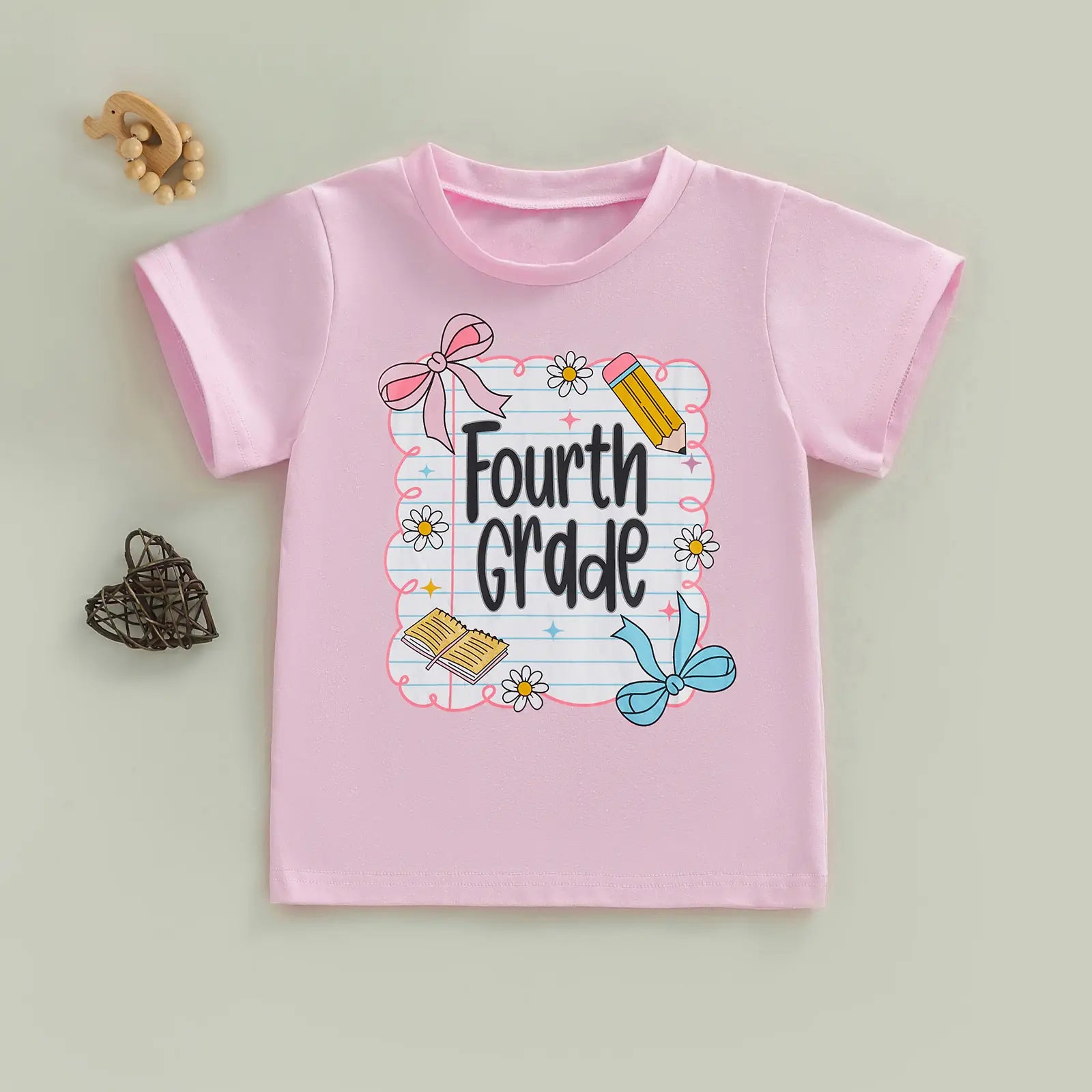 Toddler Girls' Back to School Short Sleeve T-Shirts with Grade Print - Casual Summer Tops for Ages 4-11
