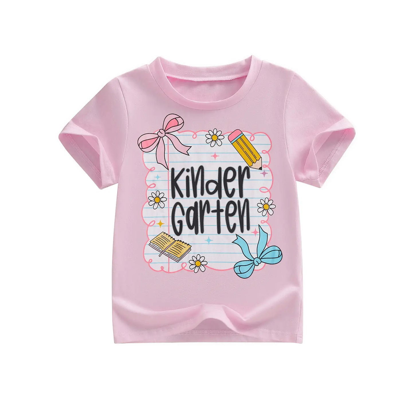 Toddler Girls' Back to School Short Sleeve T-Shirts with Grade Print - Casual Summer Tops for Ages 4-11
