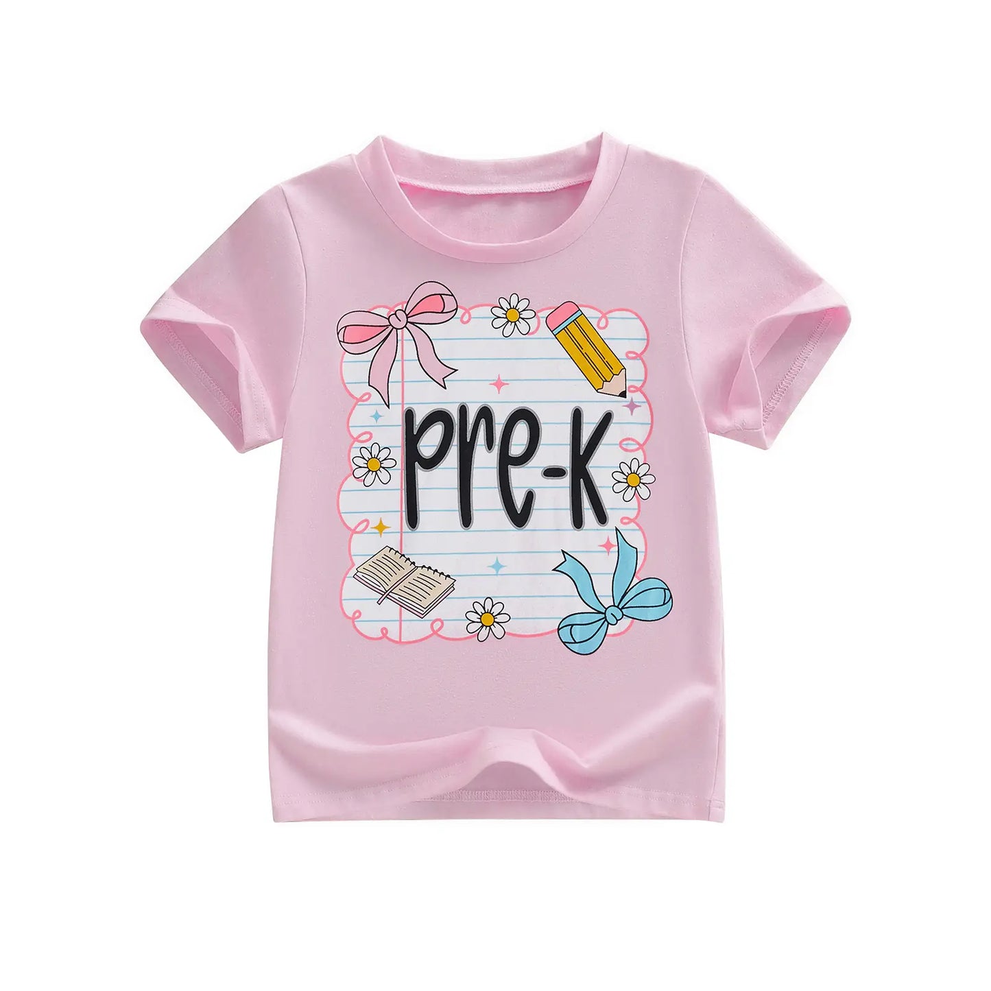 Toddler Girls' Back to School Short Sleeve T-Shirts with Grade Print - Casual Summer Tops for Ages 4-11