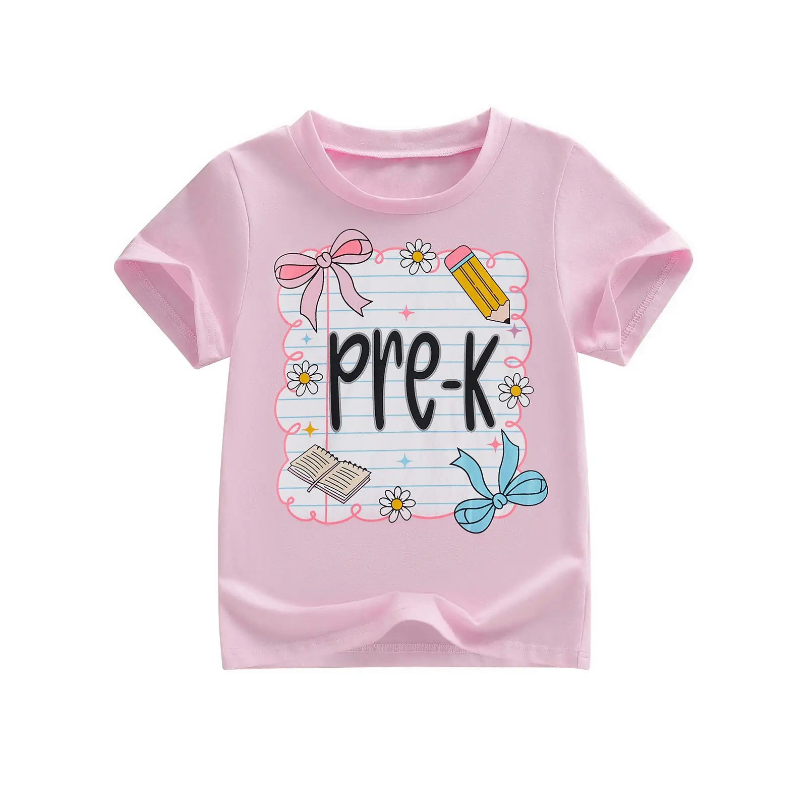 Toddler Girls' Back to School Short Sleeve T-Shirts with Grade Print - Casual Summer Tops for Ages 4-11