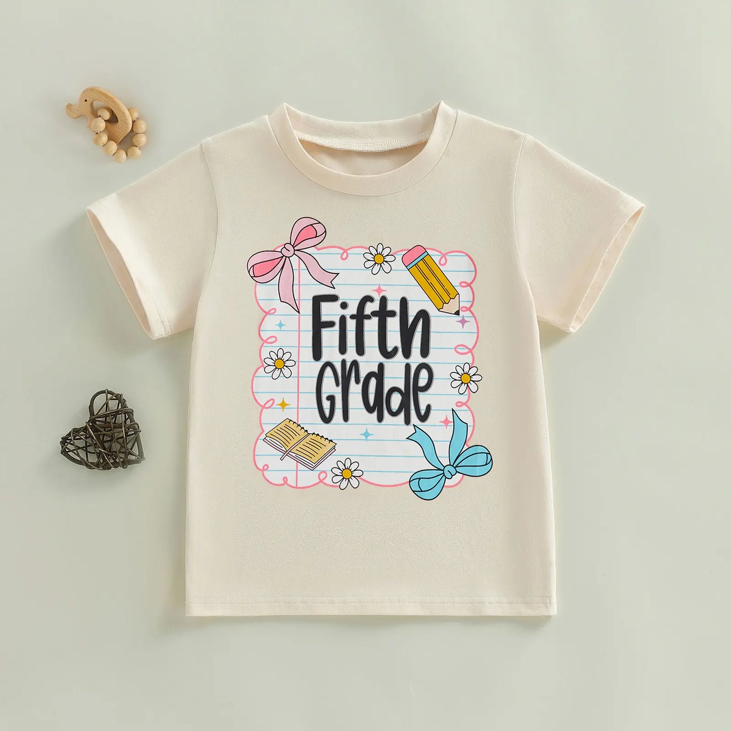 Toddler Girls' Back to School Short Sleeve T-Shirts with Grade Print - Casual Summer Tops for Ages 4-11