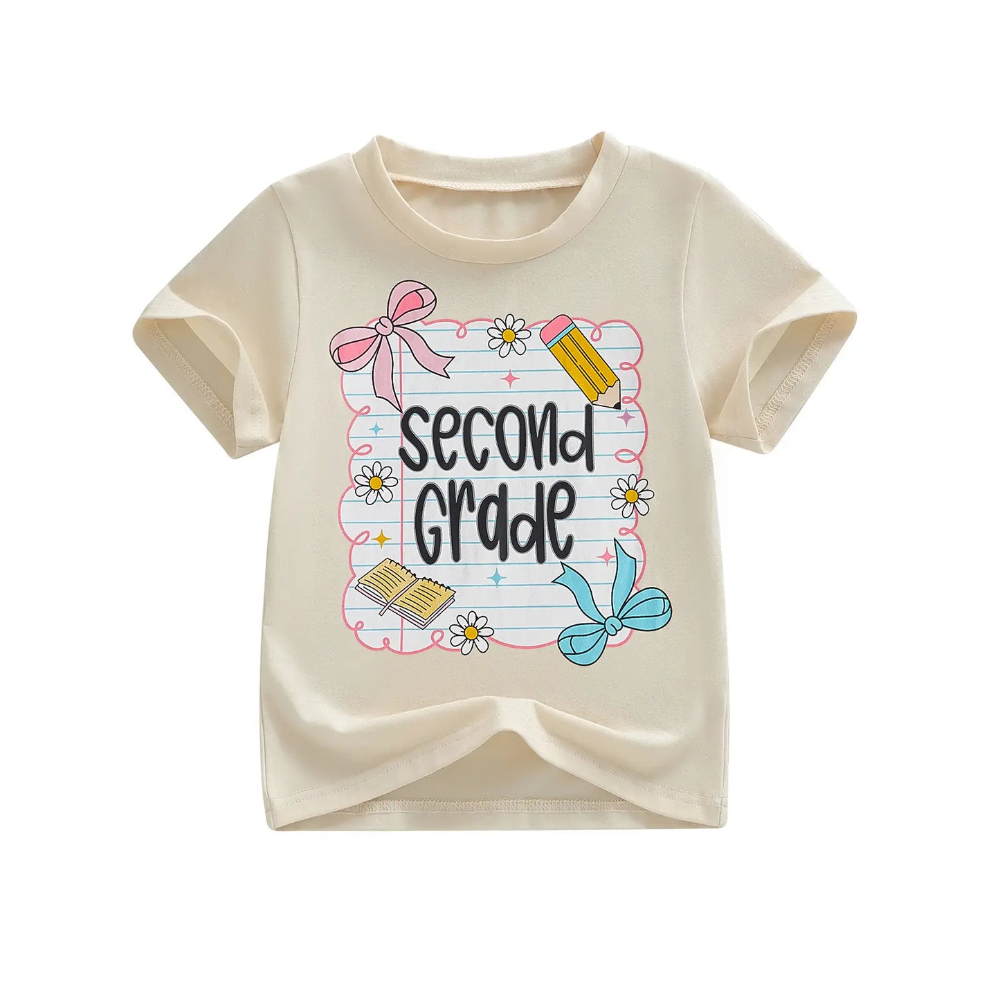 Toddler Girls' Back to School Short Sleeve T-Shirts with Grade Print - Casual Summer Tops for Ages 4-11
